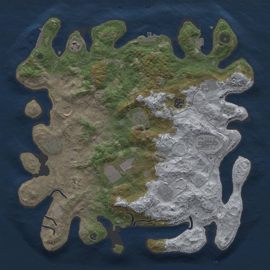 Rust Map: Procedural Map, Size: 4000, Seed: 1393125245, 19 Monuments