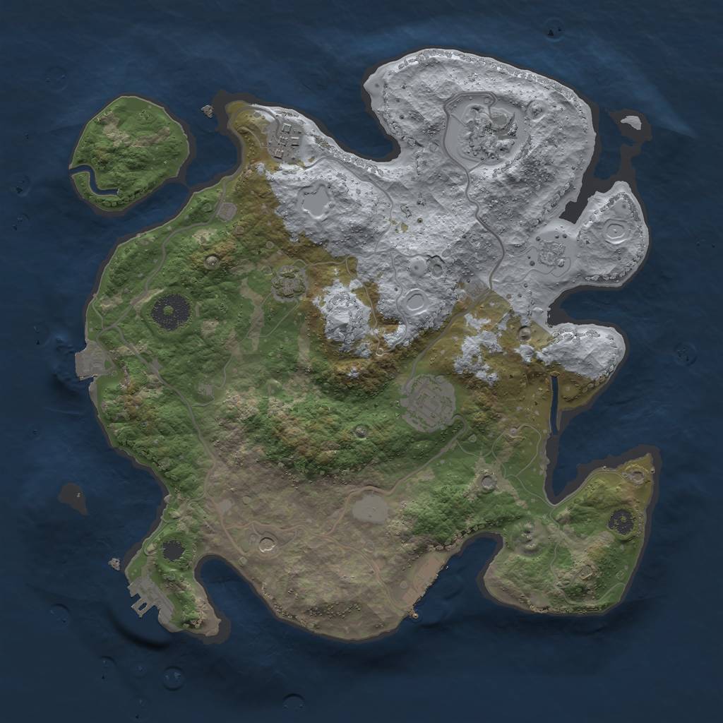 Rust Map: Procedural Map, Size: 3000, Seed: 43751325, 11 Monuments