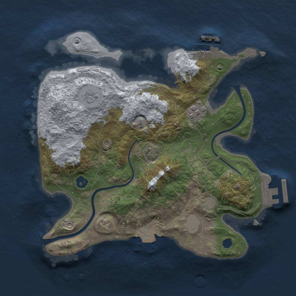 Rust Map: Procedural Map, Size: 2500, Seed: 1336, 6 Monuments