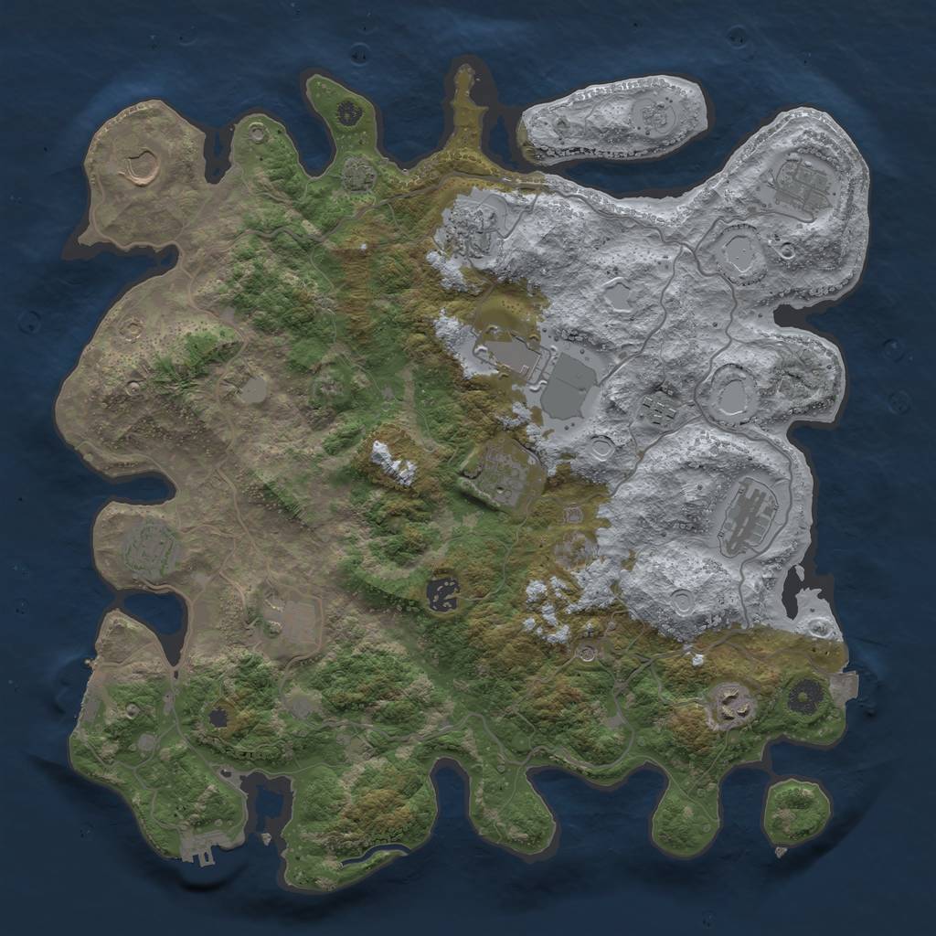 Rust Map: Procedural Map, Size: 4000, Seed: 517963783, 19 Monuments