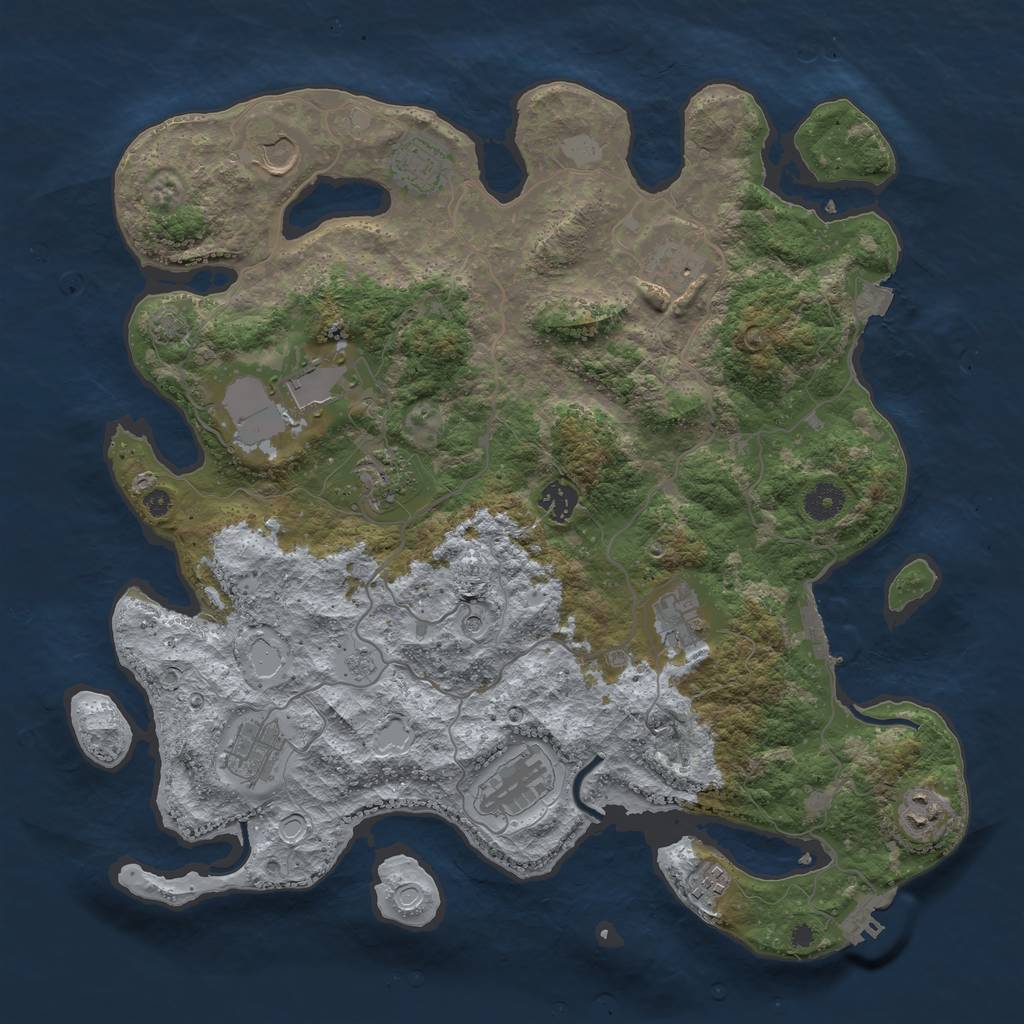 Rust Map: Procedural Map, Size: 4000, Seed: 606300580, 19 Monuments