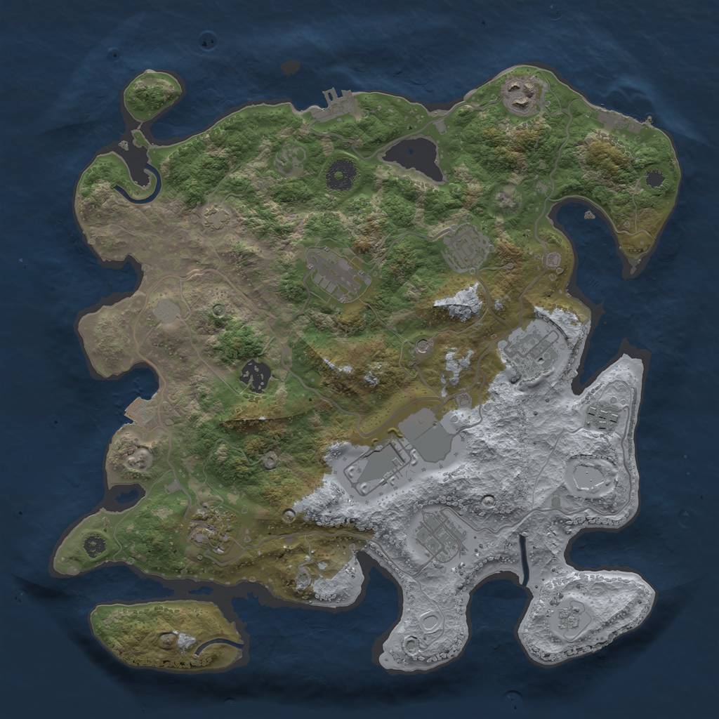 Rust Map: Procedural Map, Size: 3500, Seed: 1718346966, 17 Monuments