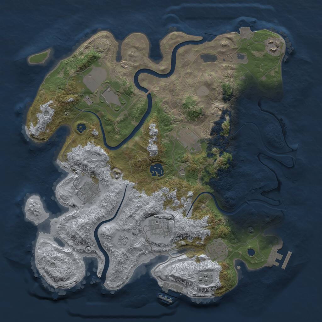 Rust Map: Procedural Map, Size: 3500, Seed: 54452, 14 Monuments