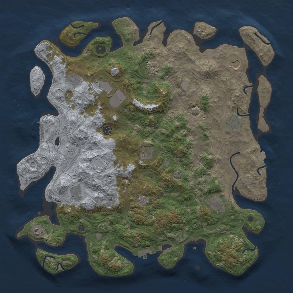 Rust Map: Procedural Map, Size: 4500, Seed: 1738671832, 19 Monuments