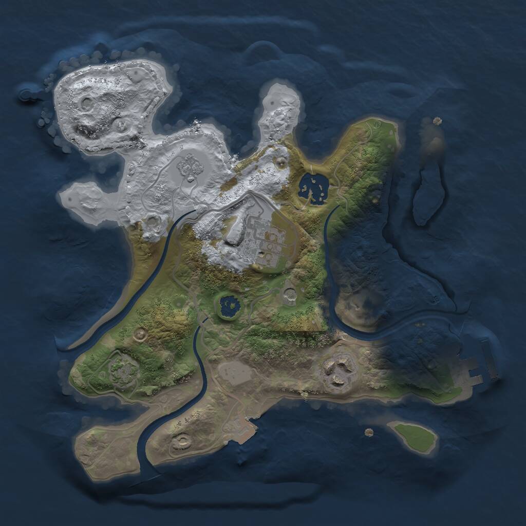 Rust Map: Procedural Map, Size: 2500, Seed: 584689897, 8 Monuments