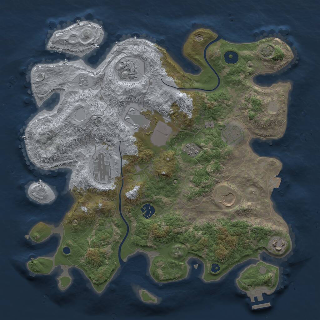 Rust Map: Procedural Map, Size: 3500, Seed: 984220850, 12 Monuments