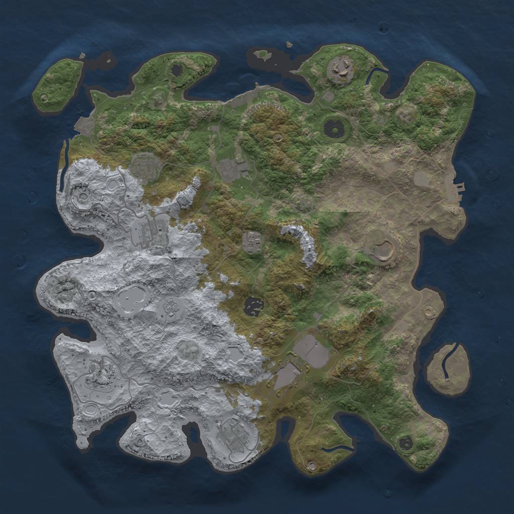 Rust Map: Procedural Map, Size: 3850, Seed: 11987, 18 Monuments