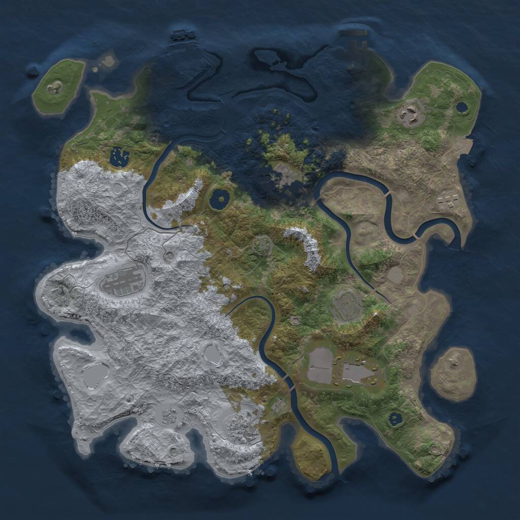 Rust Map: Procedural Map, Size: 3850, Seed: 11987, 14 Monuments