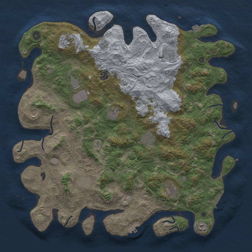 Rust Map: Procedural Map, Size: 4500, Seed: 1449376646, 19 Monuments