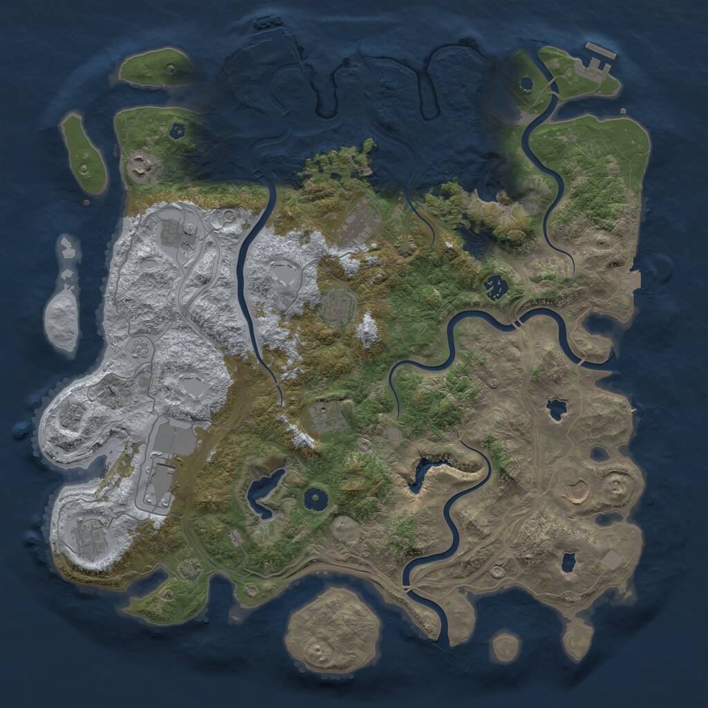 Rust Map: Procedural Map, Size: 4500, Seed: 1586309704, 16 Monuments