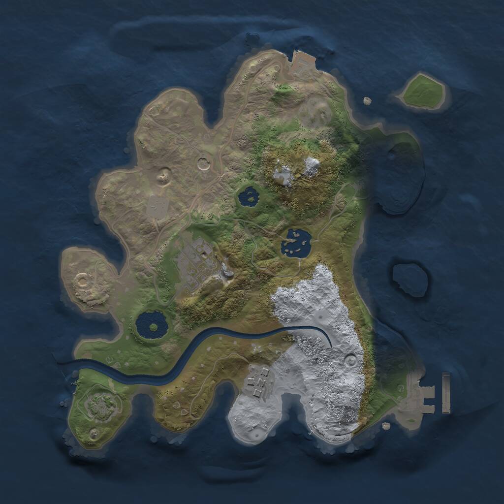Rust Map: Procedural Map, Size: 2500, Seed: 770936927, 7 Monuments