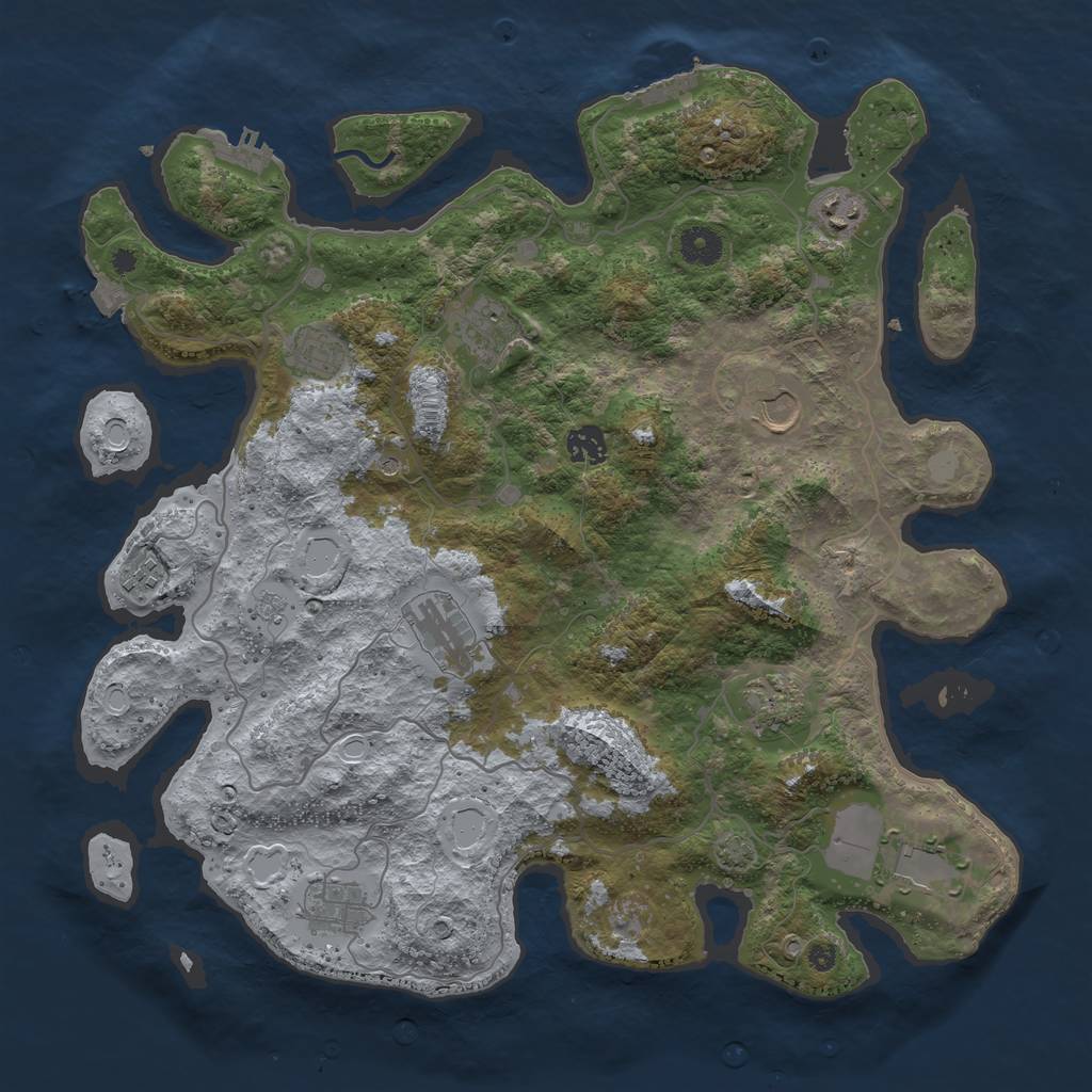 Rust Map: Procedural Map, Size: 4000, Seed: 205780935, 18 Monuments
