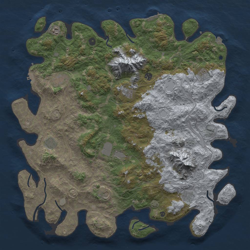Rust Map: Procedural Map, Size: 5000, Seed: 6546857, 19 Monuments