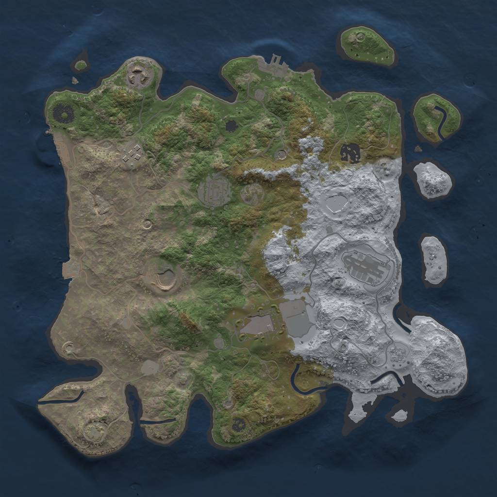 Rust Map: Procedural Map, Size: 3500, Seed: 16309685, 15 Monuments