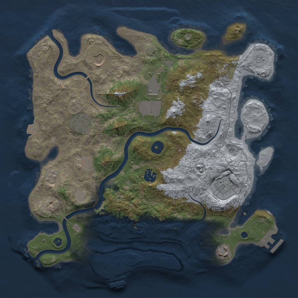 Rust Map: Procedural Map, Size: 3600, Seed: 362068000, 15 Monuments