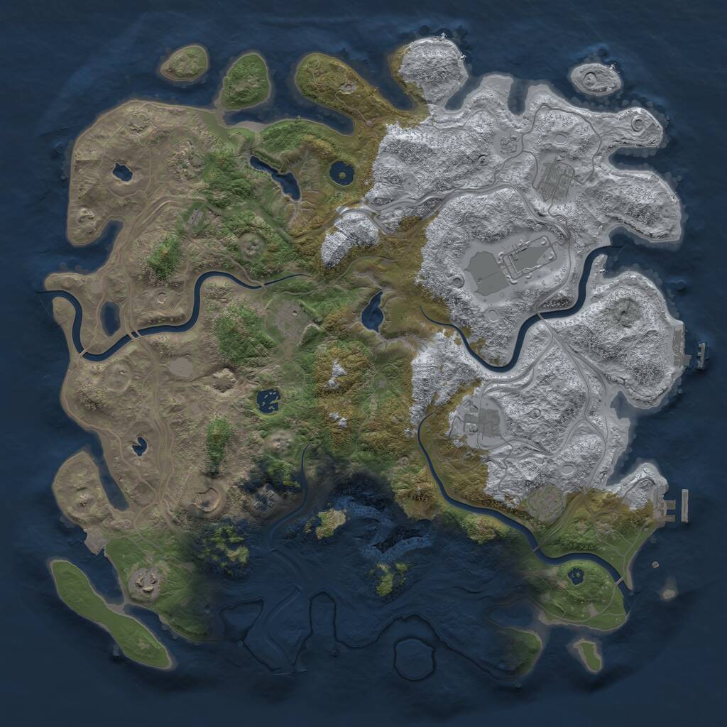 Rust Map: Procedural Map, Size: 4500, Seed: 1076467673, 16 Monuments