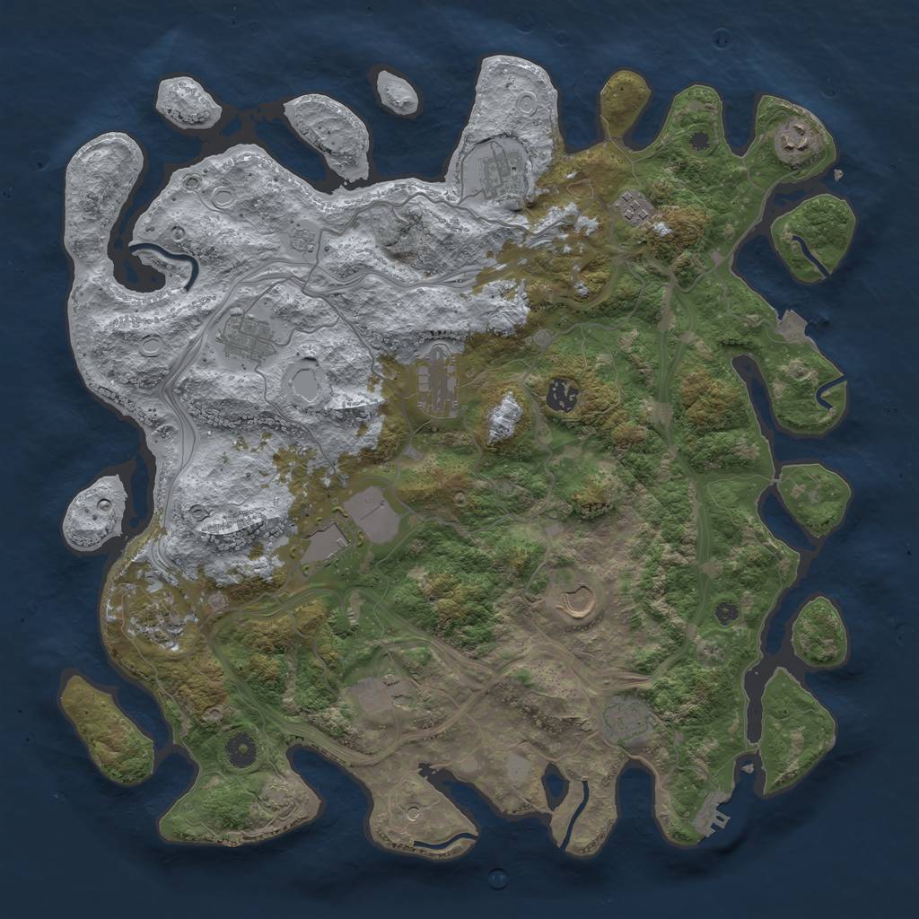 Rust Map: Procedural Map, Size: 4250, Seed: 590333649, 18 Monuments