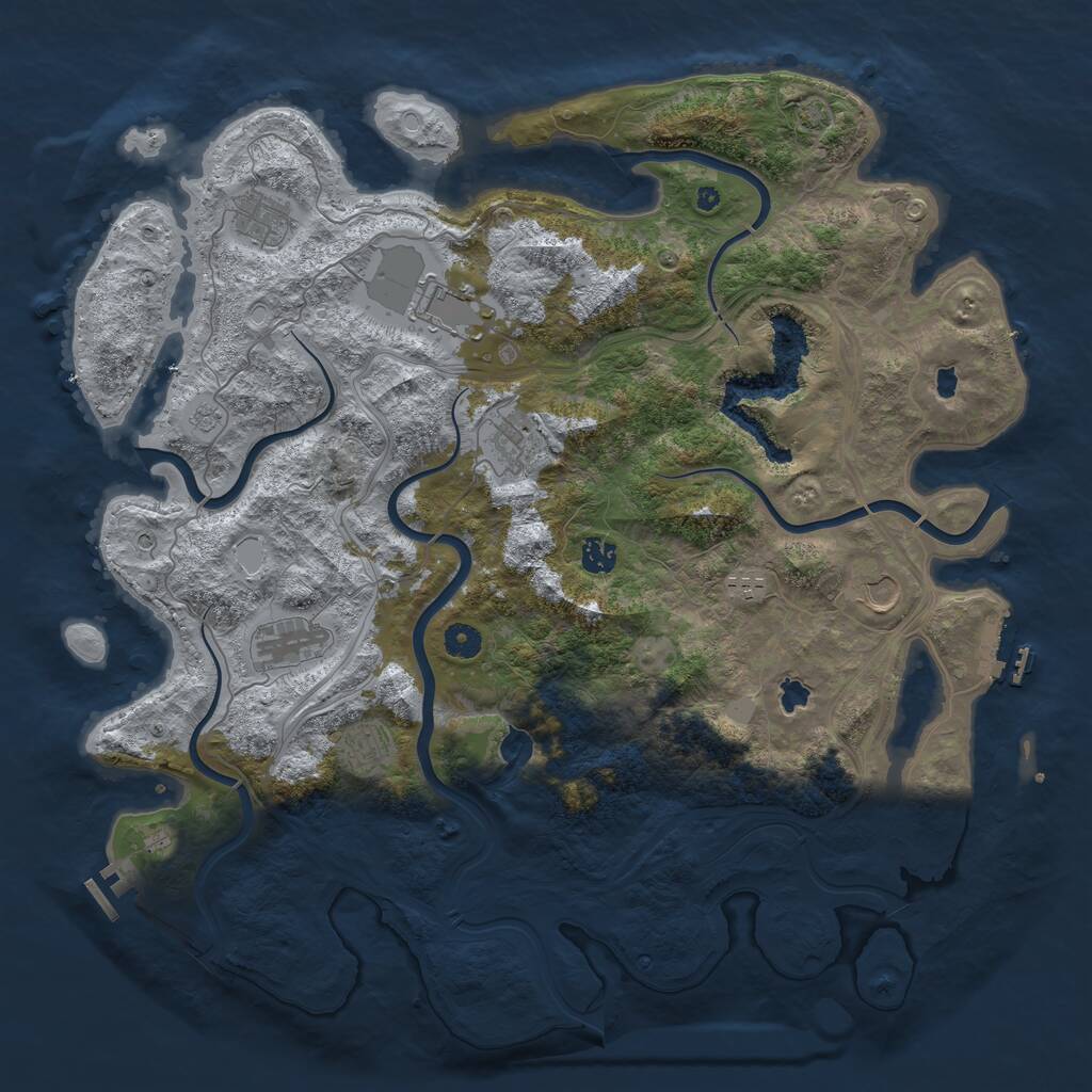 Rust Map: Procedural Map, Size: 4500, Seed: 904618859, 14 Monuments