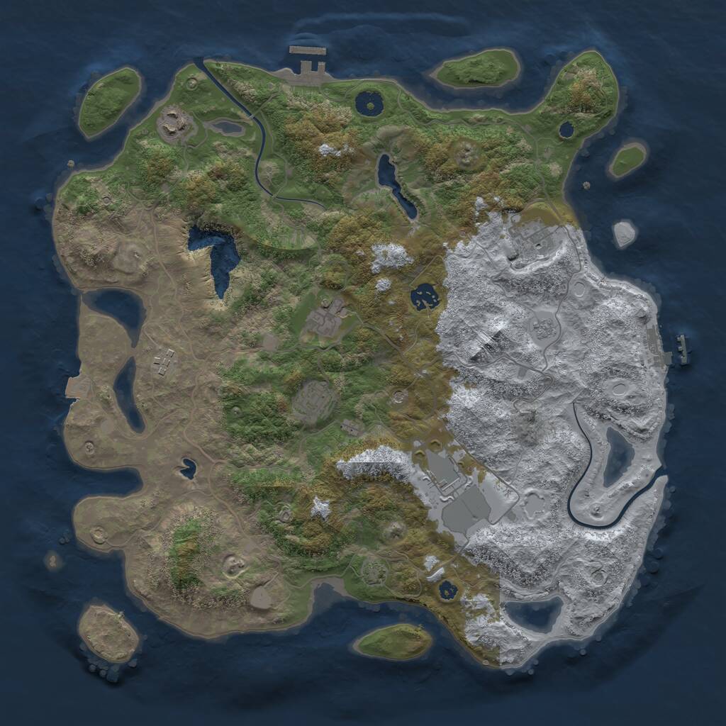 Rust Map: Procedural Map, Size: 4000, Seed: 680889378, 13 Monuments