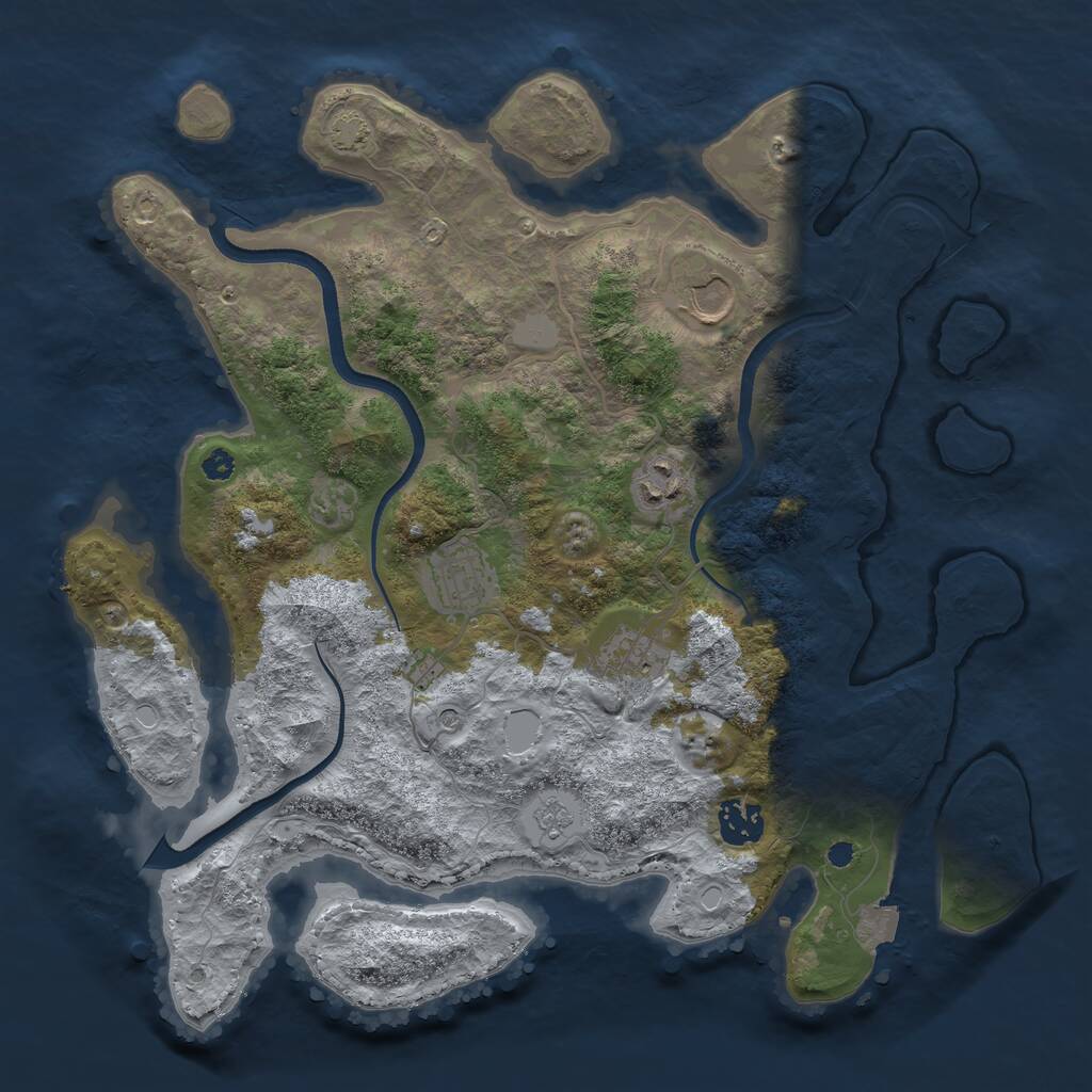Rust Map: Procedural Map, Size: 3500, Seed: 1392816931, 9 Monuments
