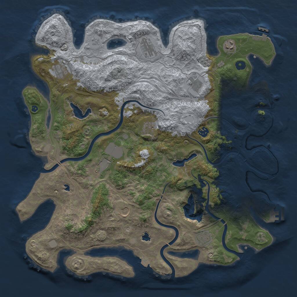 Rust Map: Procedural Map, Size: 4500, Seed: 1833265891, 16 Monuments