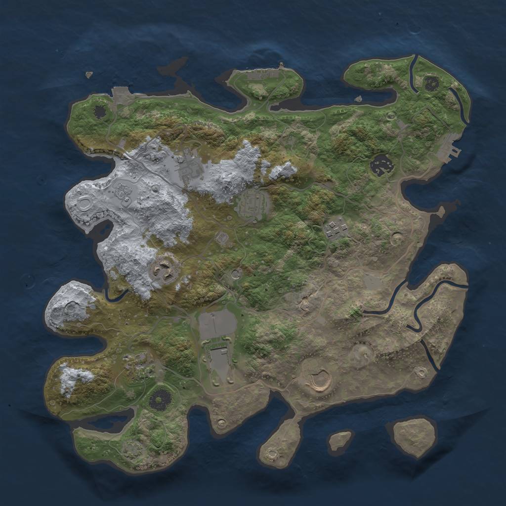 Rust Map: Procedural Map, Size: 3500, Seed: 1565347093, 16 Monuments