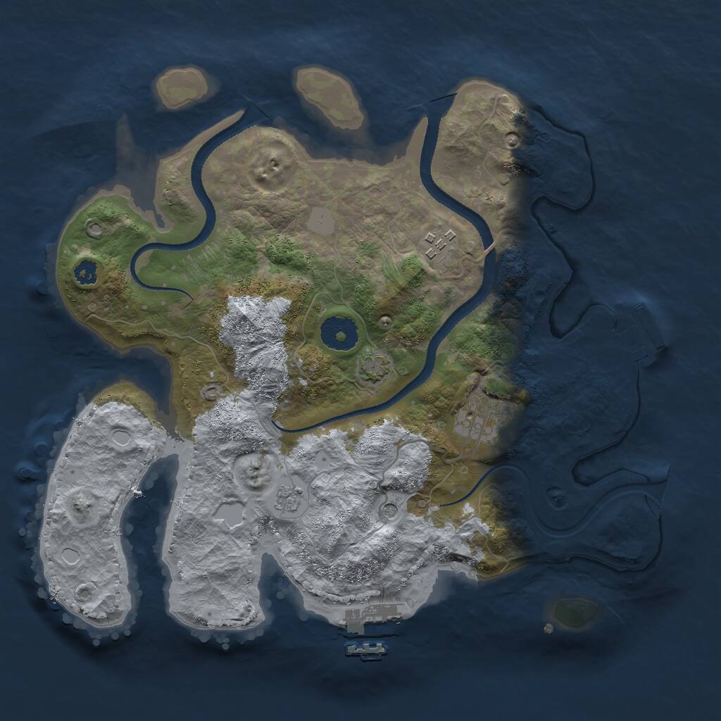 Rust Map: Procedural Map, Size: 3000, Seed: 268463751, 8 Monuments