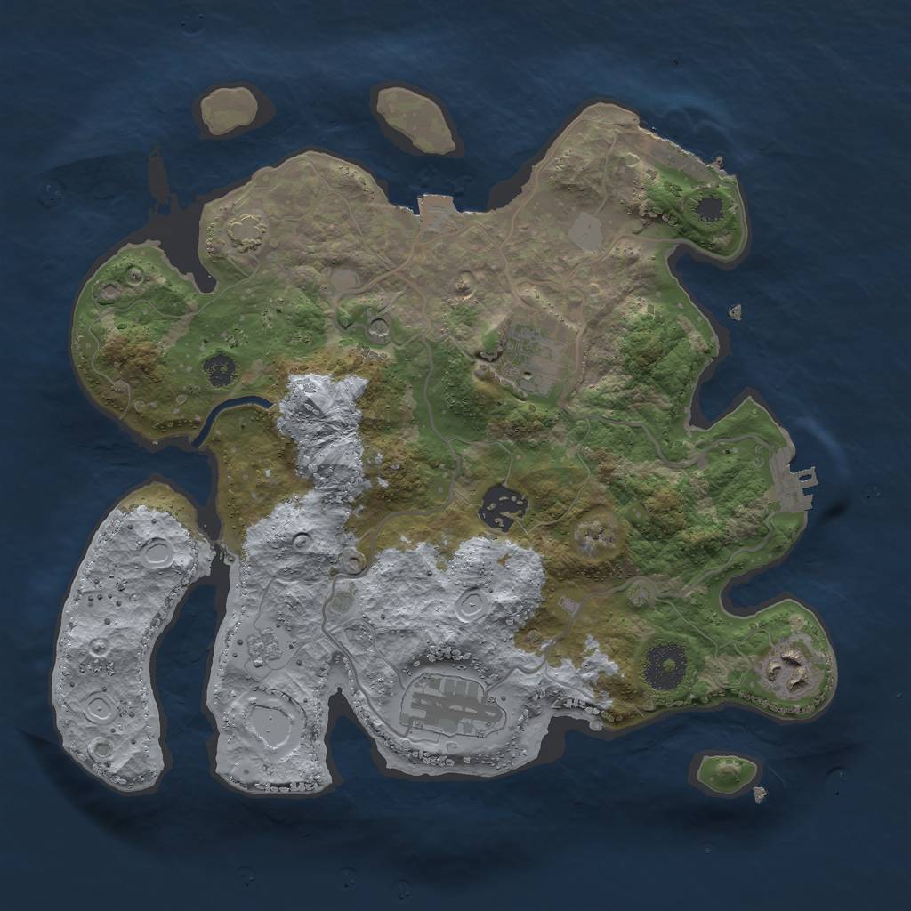 Rust Map: Procedural Map, Size: 3000, Seed: 268463751, 12 Monuments