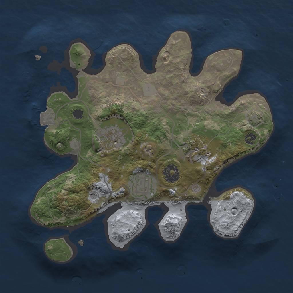 Rust Map: Procedural Map, Size: 2500, Seed: 1150530918, 8 Monuments