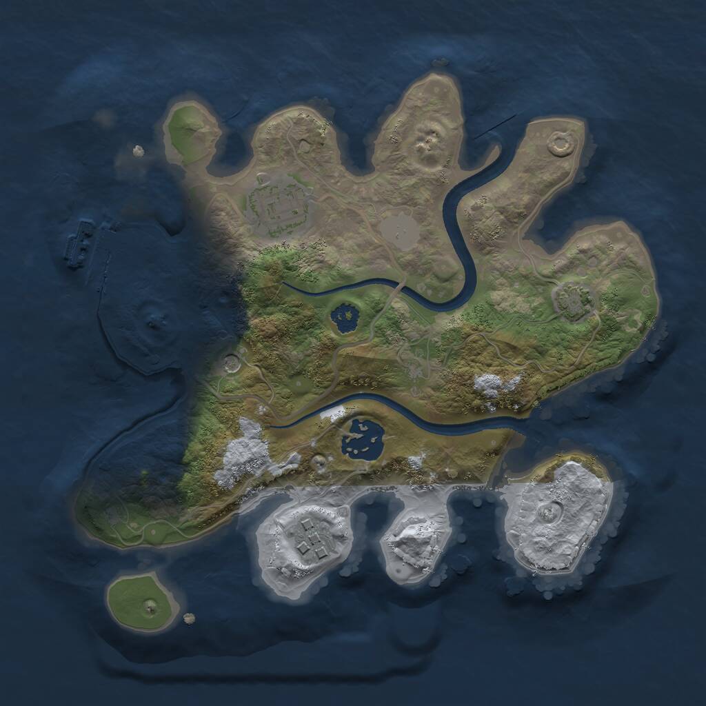 Rust Map: Procedural Map, Size: 2500, Seed: 1150530918, 7 Monuments