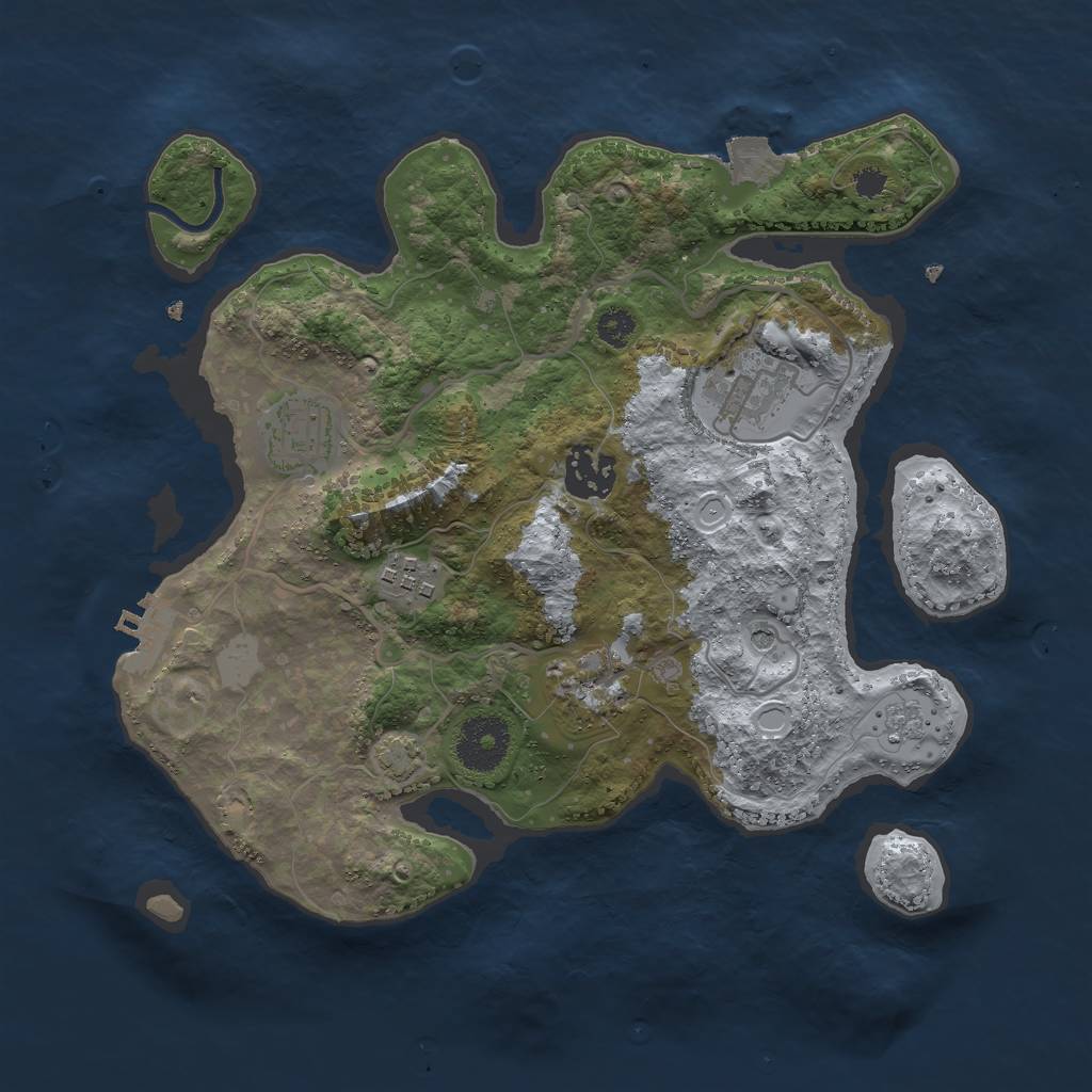 Rust Map: Procedural Map, Size: 3000, Seed: 262985996, 12 Monuments