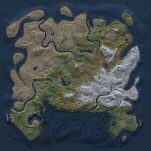 Thumbnail Rust Map: Procedural Map, Size: 4500, Seed: 710091265, 16 Monuments