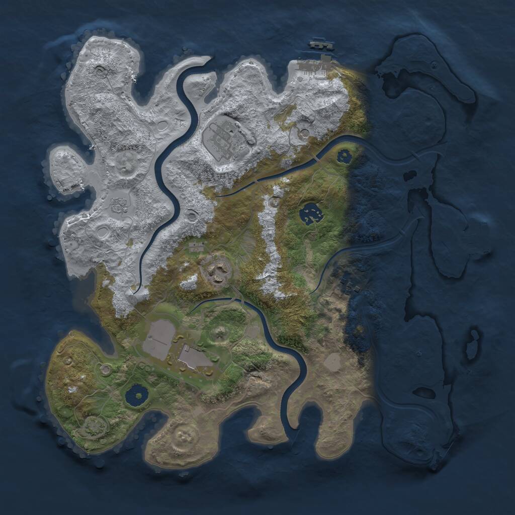 Rust Map: Procedural Map, Size: 3500, Seed: 1056939579, 11 Monuments