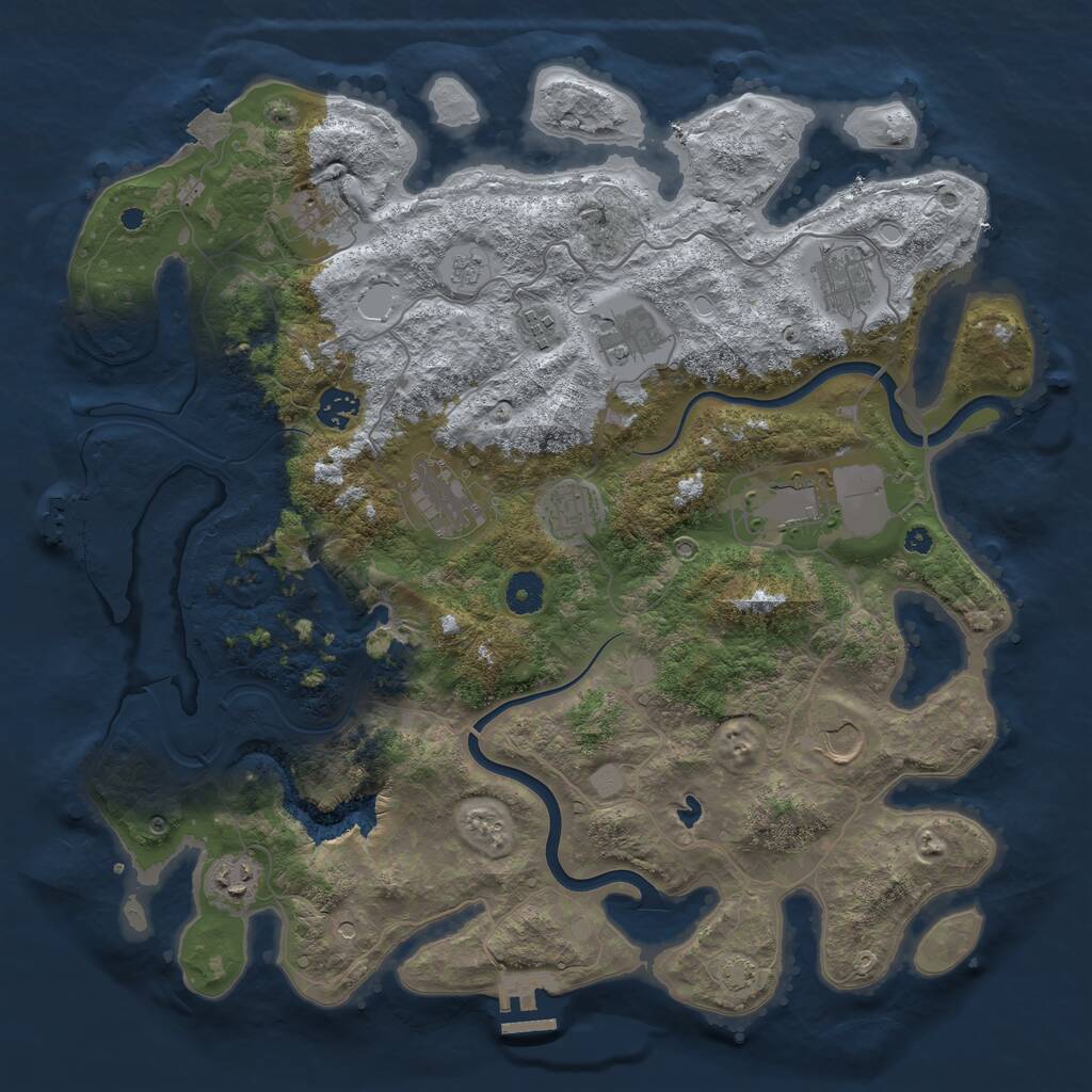 Rust Map: Procedural Map, Size: 4000, Seed: 12574815, 16 Monuments