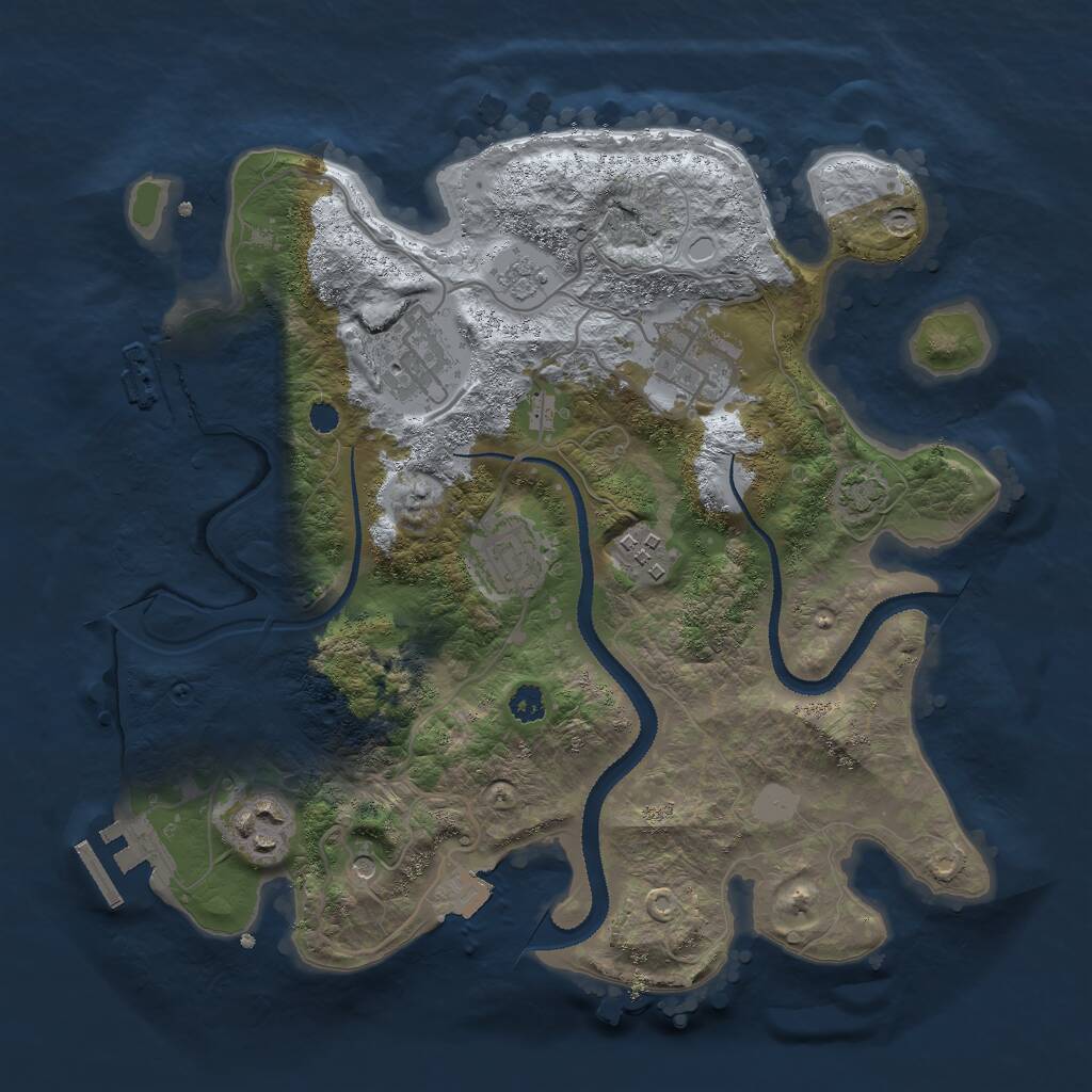 Rust Map: Procedural Map, Size: 3000, Seed: 1057338232, 11 Monuments