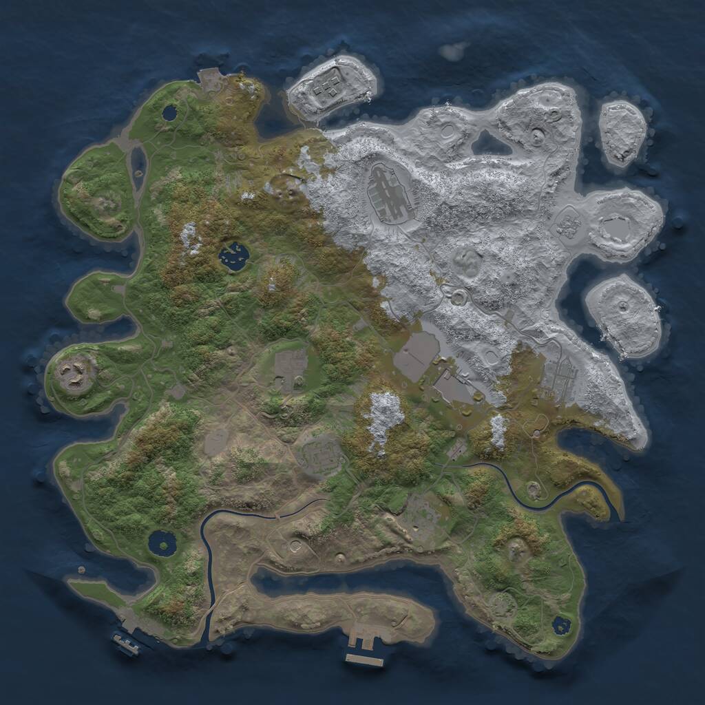 Rust Map: Procedural Map, Size: 3800, Seed: 7480153, 15 Monuments