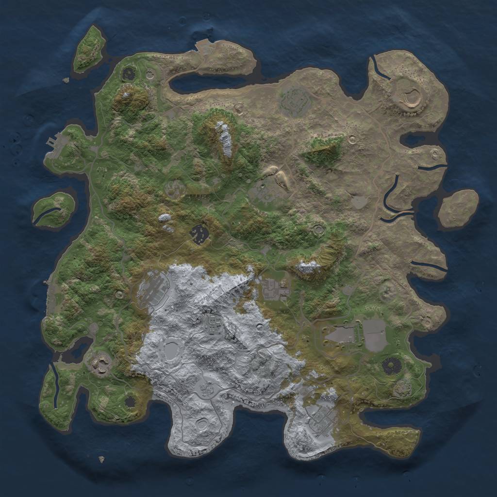 Rust Map: Procedural Map, Size: 4000, Seed: 1411447248, 18 Monuments