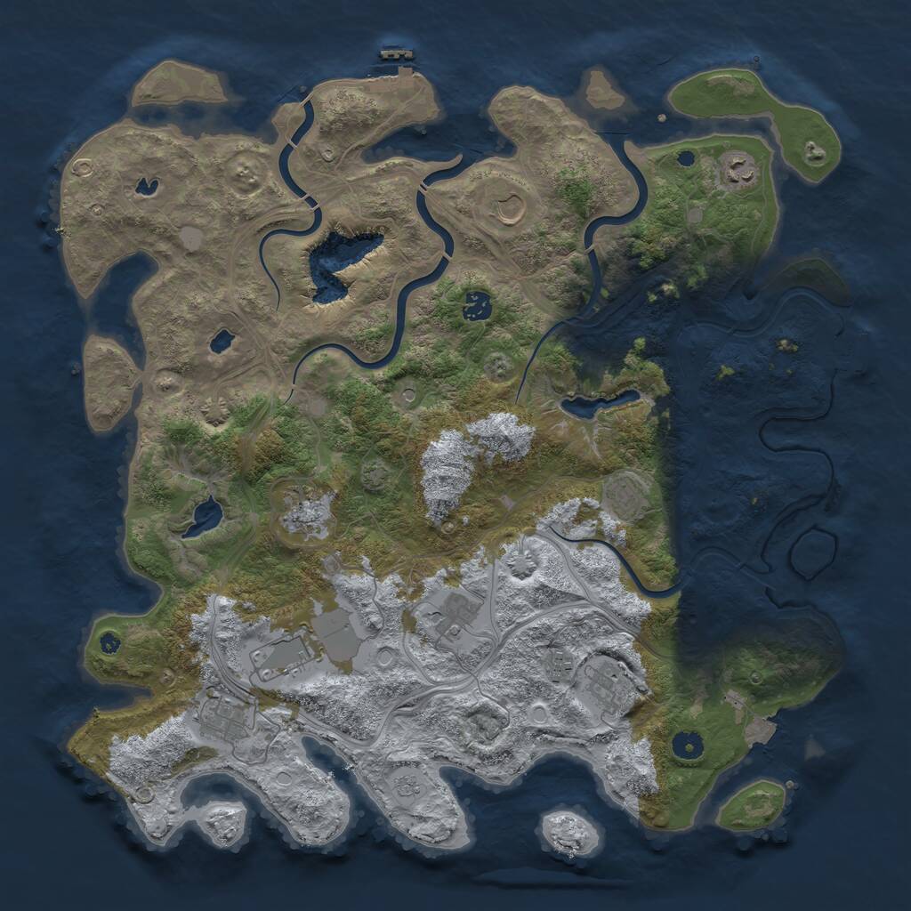 Rust Map: Procedural Map, Size: 4500, Seed: 464015860, 16 Monuments