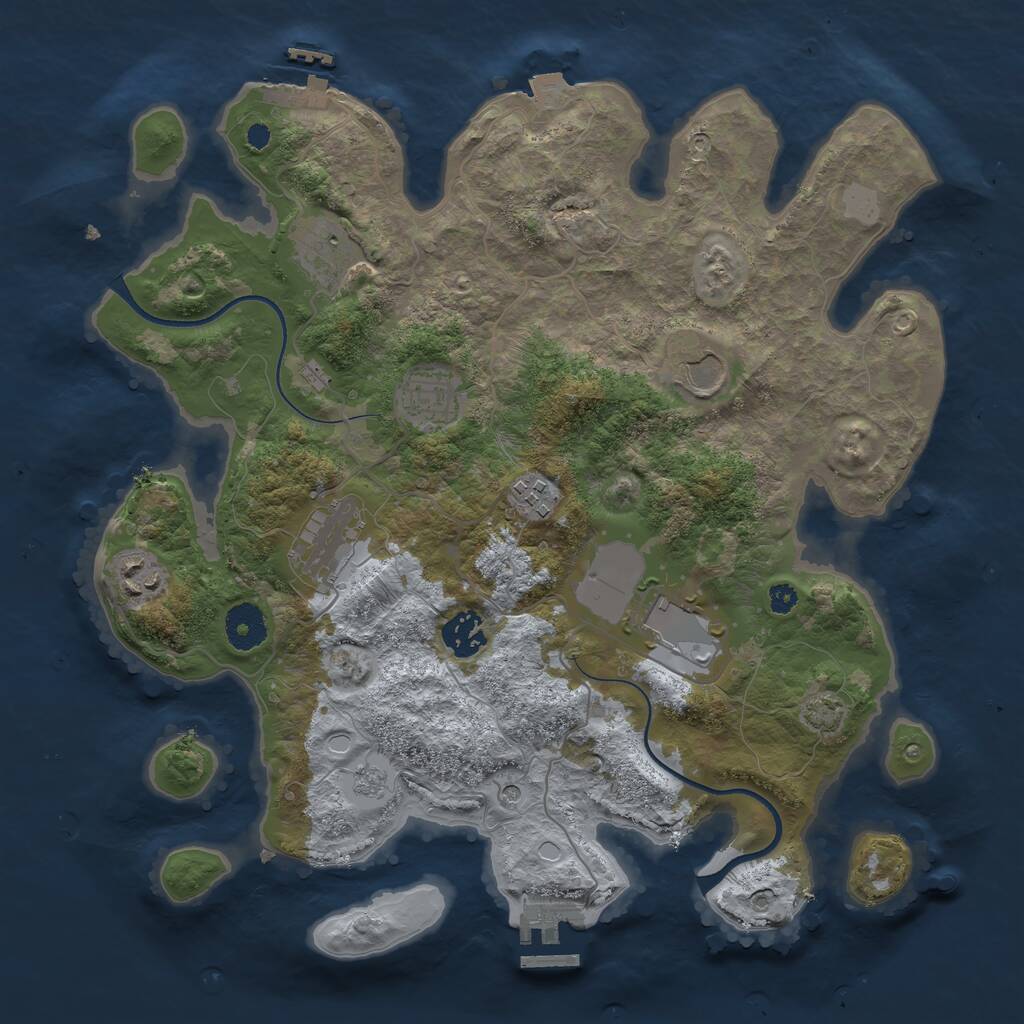 Rust Map: Procedural Map, Size: 3500, Seed: 56488161, 14 Monuments