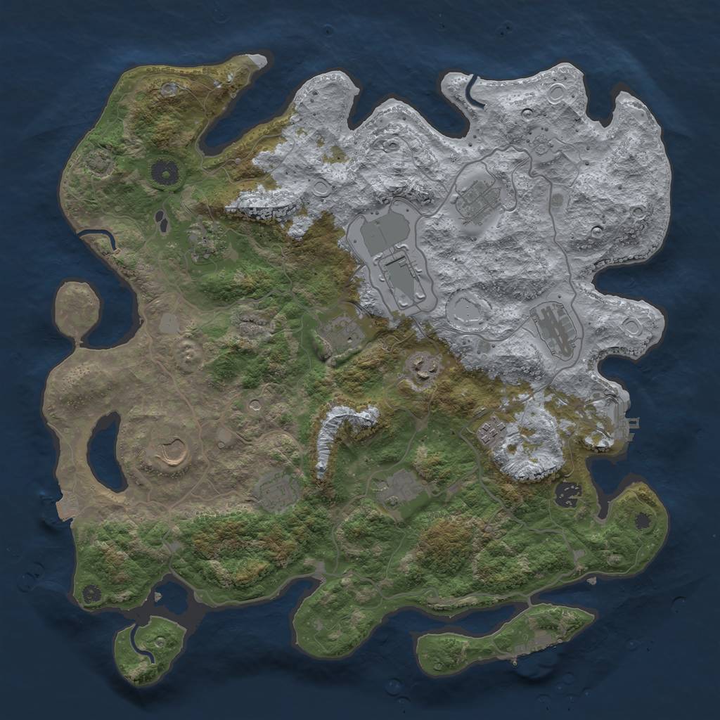 Rust Map: Procedural Map, Size: 4000, Seed: 141135914, 19 Monuments