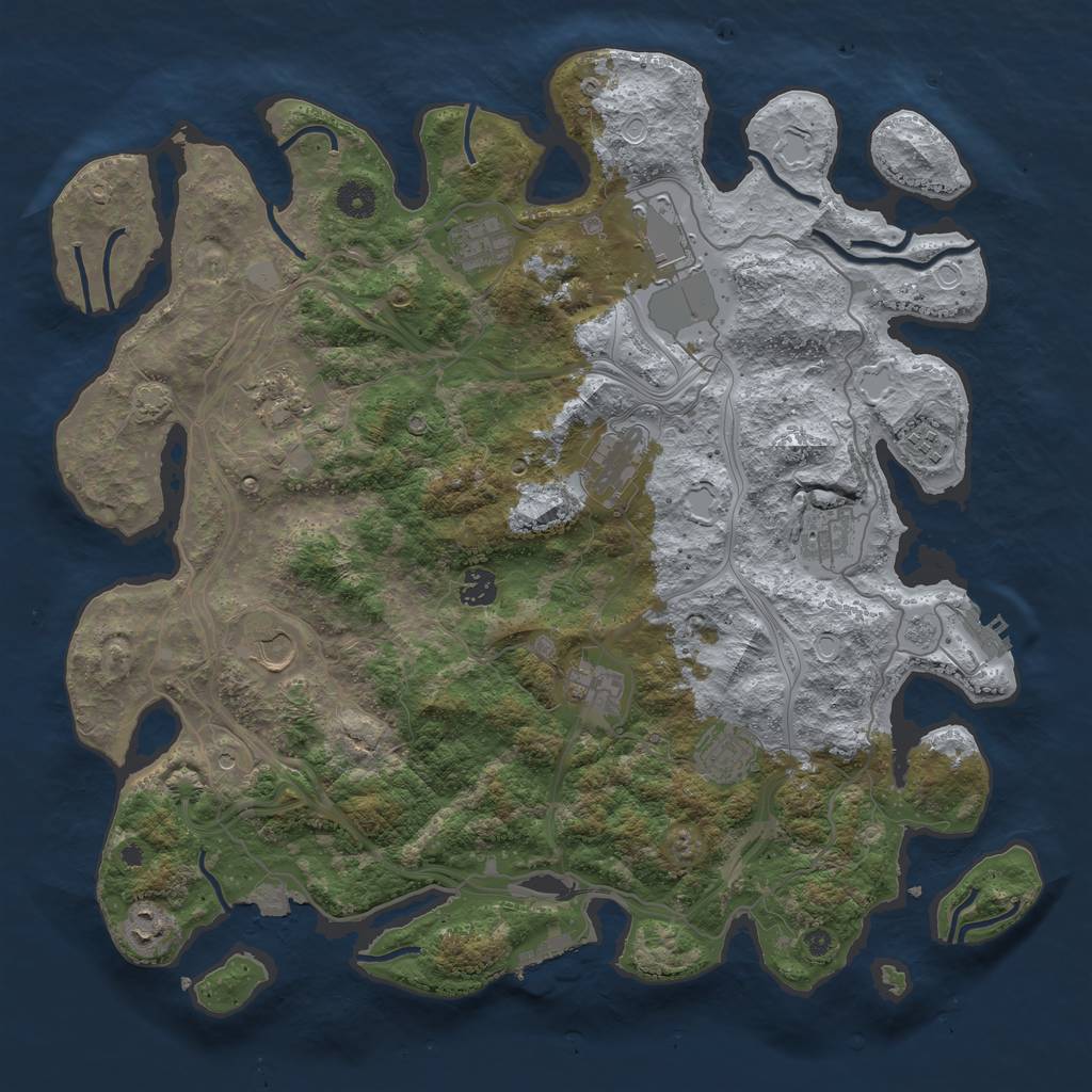 Rust Map: Procedural Map, Size: 4250, Seed: 2008303217, 19 Monuments