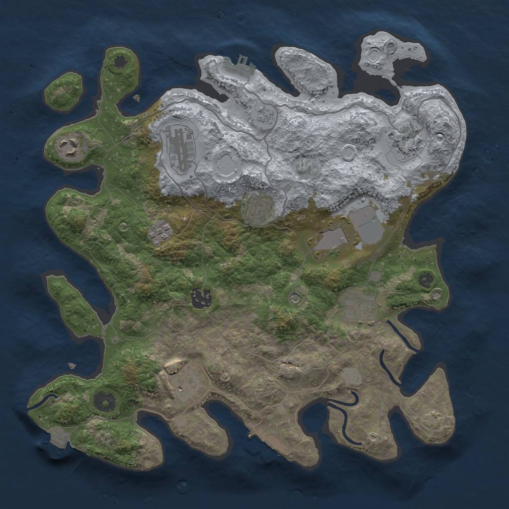 Rust Map: Procedural Map, Size: 3500, Seed: 166138839, 17 Monuments