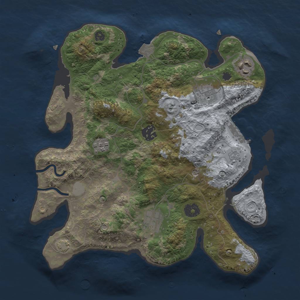 Rust Map: Procedural Map, Size: 3000, Seed: 1207951493, 12 Monuments