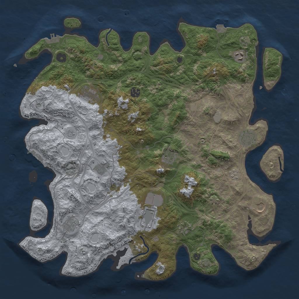 Rust Map: Procedural Map, Size: 4500, Seed: 842622820, 19 Monuments