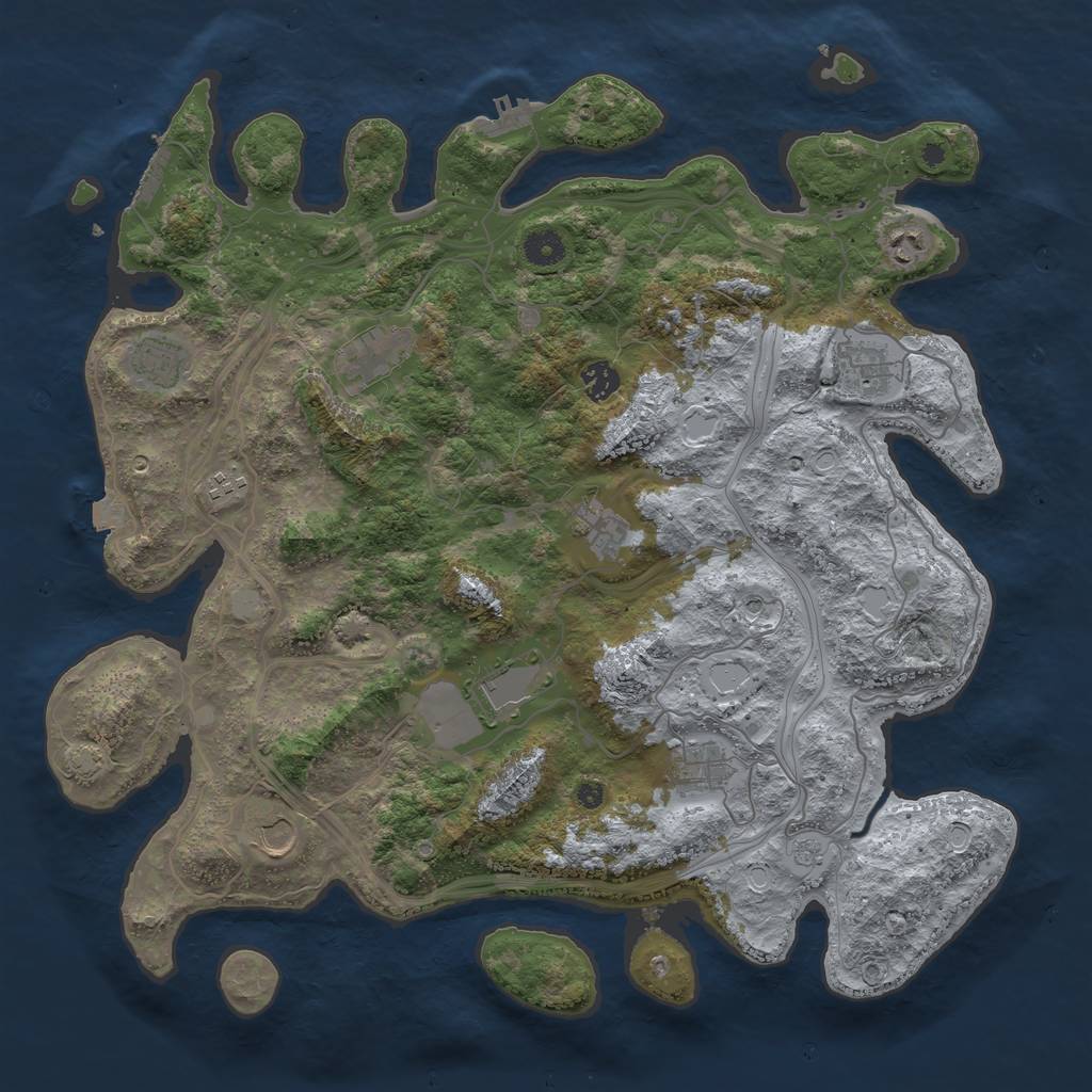 Rust Map: Procedural Map, Size: 4250, Seed: 1030806372, 18 Monuments