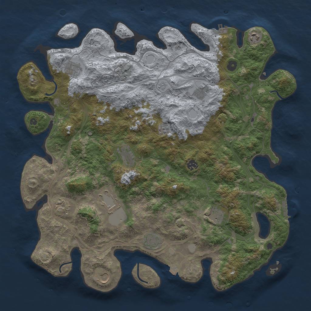 Rust Map: Procedural Map, Size: 4500, Seed: 1222892422, 19 Monuments