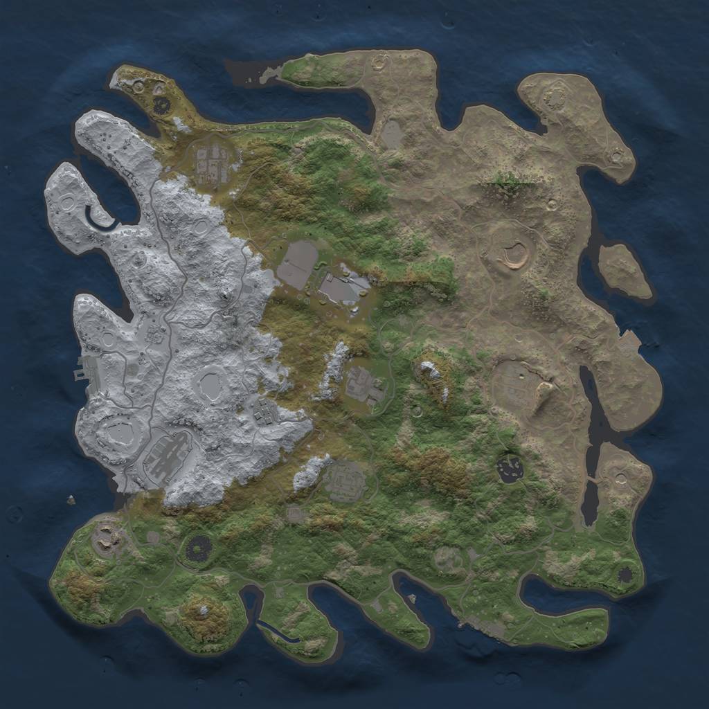 Rust Map: Procedural Map, Size: 4000, Seed: 194137428, 18 Monuments