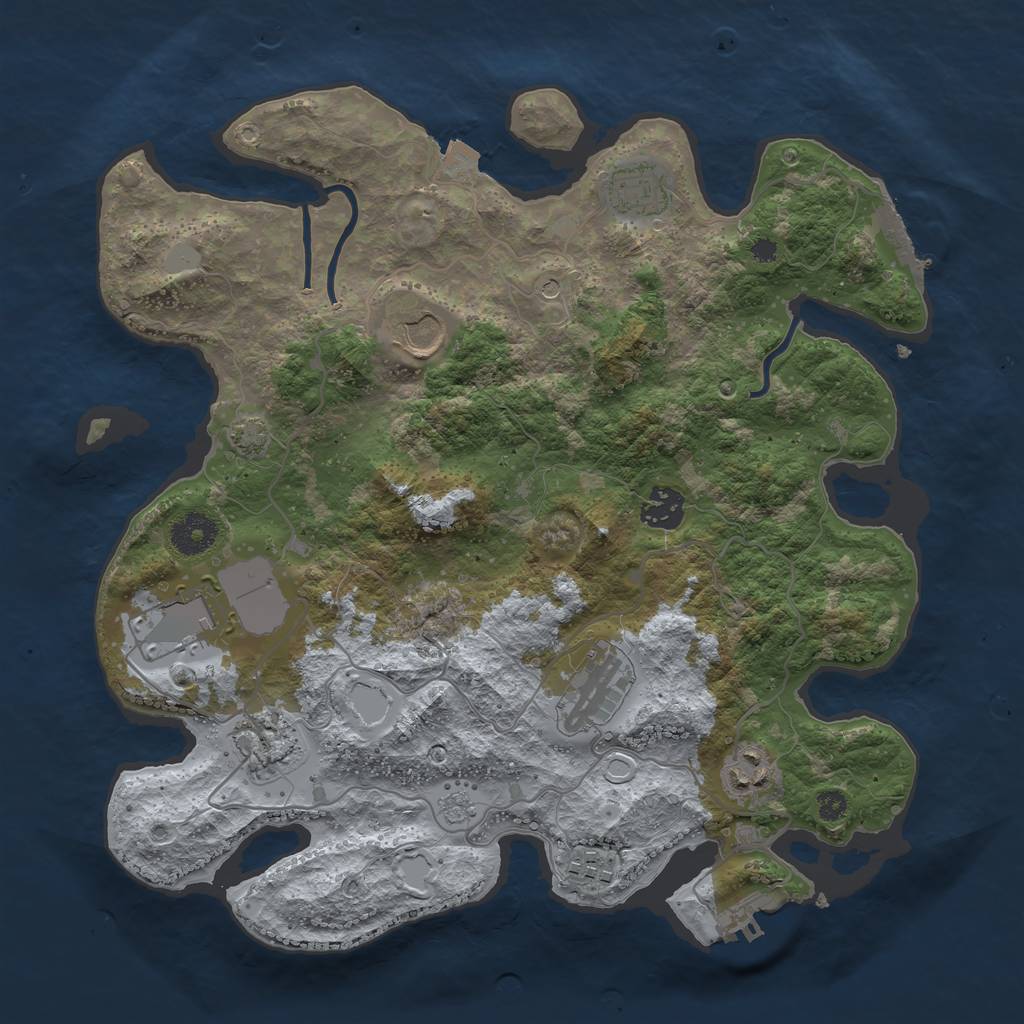 Rust Map: Procedural Map, Size: 3500, Seed: 588288444, 16 Monuments