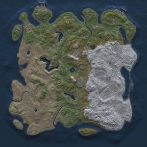 Thumbnail Rust Map: Procedural Map, Size: 4500, Seed: 1793519237, 16 Monuments