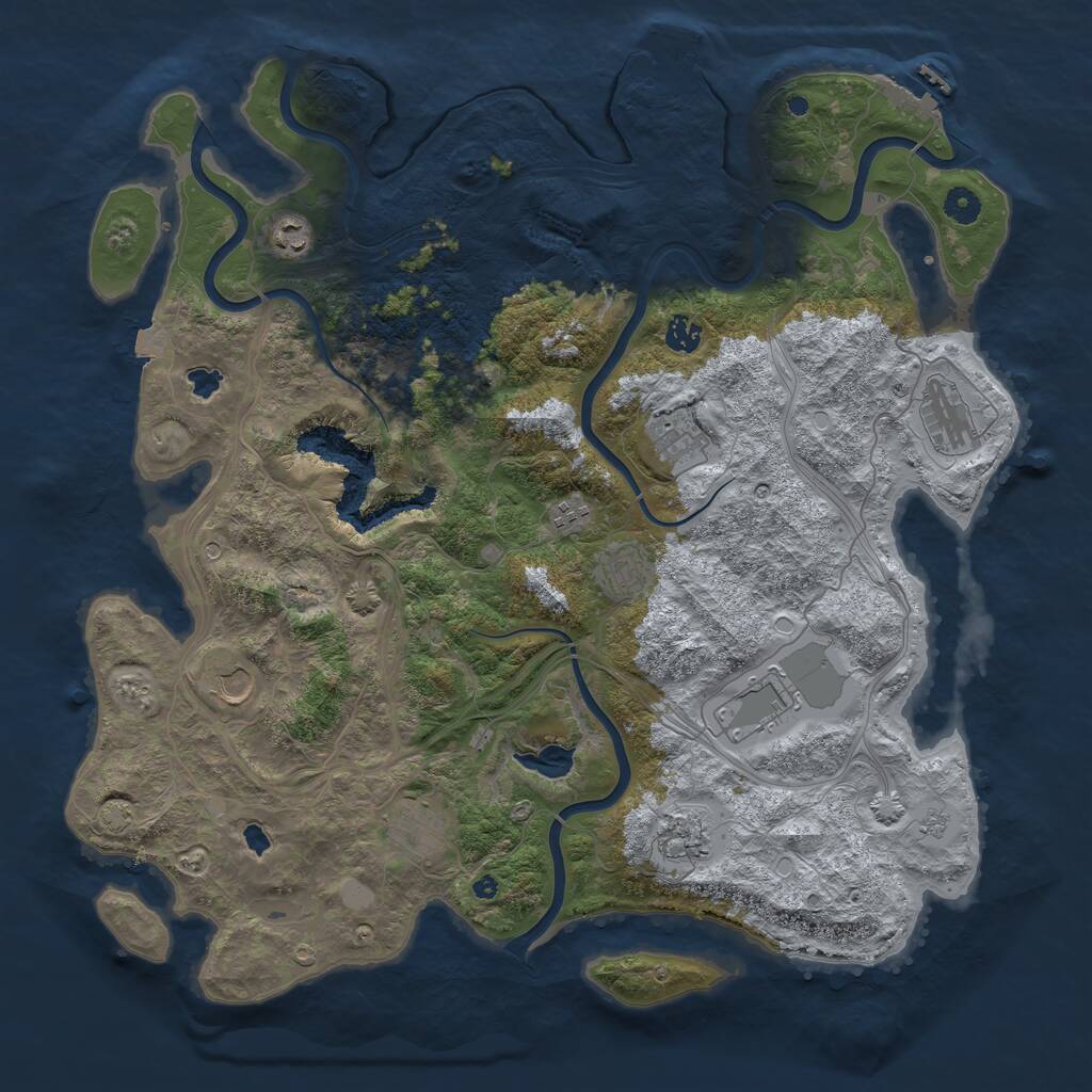 Rust Map: Procedural Map, Size: 4500, Seed: 1793519237, 16 Monuments